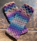 Fingerless Dragon Scale Gloves in Muted Rainbow