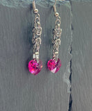 Pink Crystal Byzantine Heart Earrings