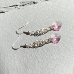 Light Pink Crystal Byzantine Heart Earrings