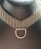 European 4 in 1 D-ring choker - Chunky durable chainmaille collar