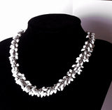 Beaded Chainmaille Necklace with White Pearl Beads