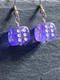 Purple Sparkly Dice Earrings