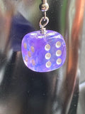 Purple Sparkly Dice Earrings