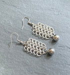 Chainmaille statement earrings, hypoallergenic silver Cleopatra earrings