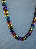 Black and Rainbow Half Persian 3in1 Chainmaille necklace, delicate colourful hypoallergenic necklace, rainbow pride jewellery