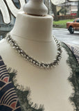 Beaded Chainmaille Necklace with White Pearl Beads