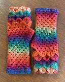 Fingerless Dragon Scale Gloves in Rainforest