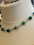 Faceted Natural Agate Stone Stainless Steel Necklace