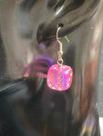 Pink Sparkly Dice Earrings
