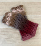 Fingerless mermaid/dragon scale gloves in brown/red mix