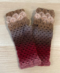 Fingerless Dragon Scale Gloves in Brown/Red Mix