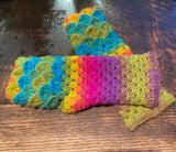 Fingerless Dragon Scale Gloves in Bright Rainbow