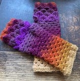Fingerless crochet dragon scale gloves