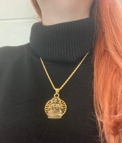 Gold Plated Stainless Steel Buddha Pendant