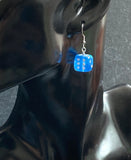 Blue Sparkly d6 Dice Earrings