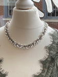 Beaded Chainmaille Necklace with White Pearl Beads