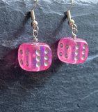 Pink sparkly dice earrings, earrings for gamer girls, dungeons and dragons jewellery, D&D earrings
