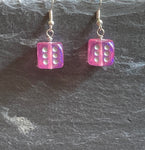 Pink Sparkly Dice Earrings