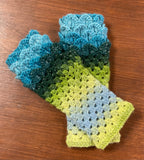 Fingerless Dragon Scale Gloves in Blue/Yellow Mix