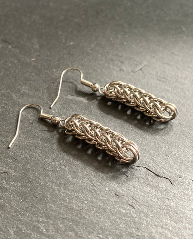 Full Persian chainmaille, hypoallergenic surgical steel earrings